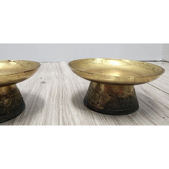 Elegant Expressions 3 Inch Brass Pillar Candle Holder Collectible Decor Set of 2 - Picture 7 of 9